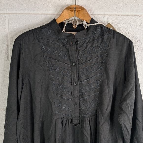 Isabel Marant Etoile Dress Womens 38 Black Bilboa Embroidered Tunic Minimal - Picture 2 of 10